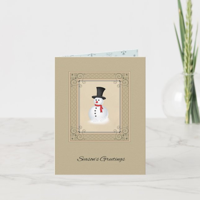 Tarjeta Vintage Snowman Navidades (Anverso)