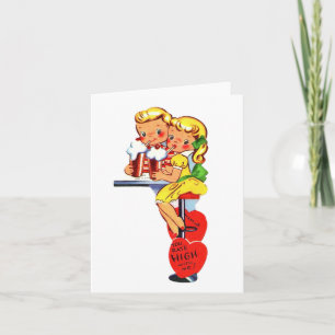 Tarjeta Vintage Soda Shop Couple Valentine
