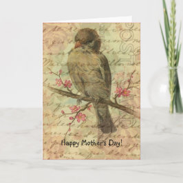 Tarjeta Vintage Sparrow, Día de la Madre