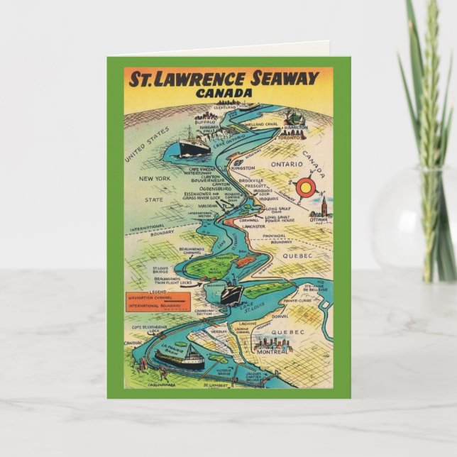 Tarjeta Vintage St Lawrence Seaway (Anverso)