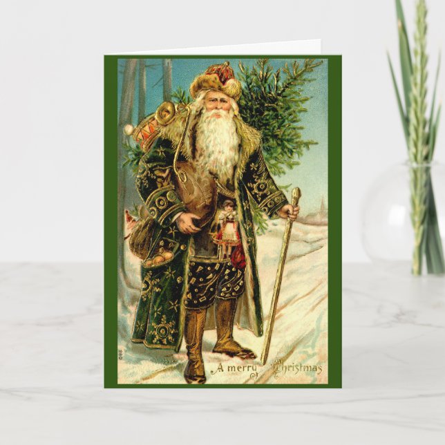 Tarjeta Vintage St Nicholas Santa Christmas Card (Anverso)