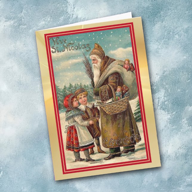 Tarjeta Vintage St. Nicolas con Navidades infantiles (Subido por el creador)
