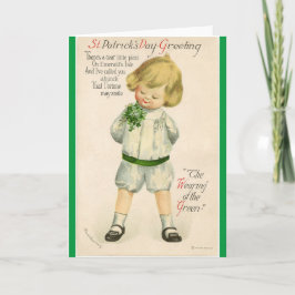 Tarjeta Vintage St Patrick saluda a un lindo niño rubio