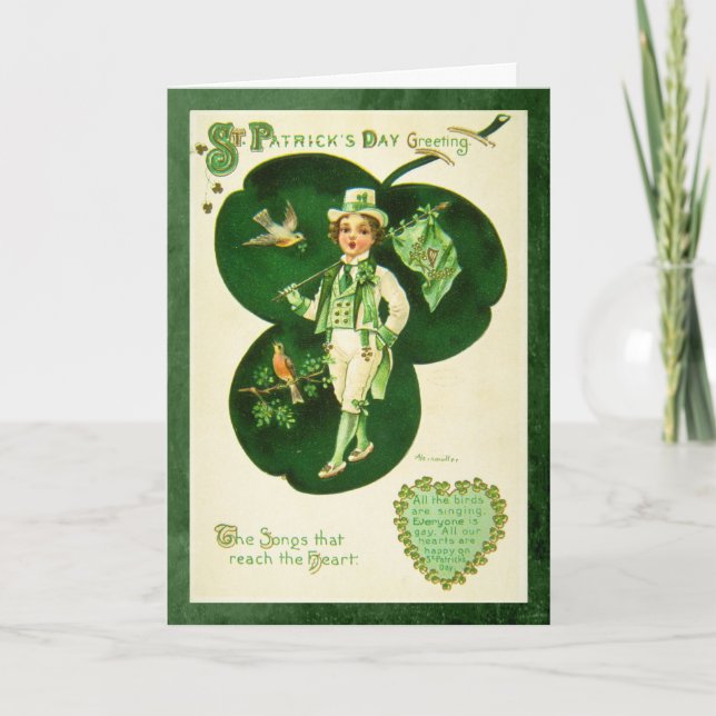 Tarjeta Vintage St Patrick's Greeting (Anverso)