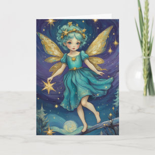 Tarjeta Vintage Starry Night Navidades Fairy Personalizado