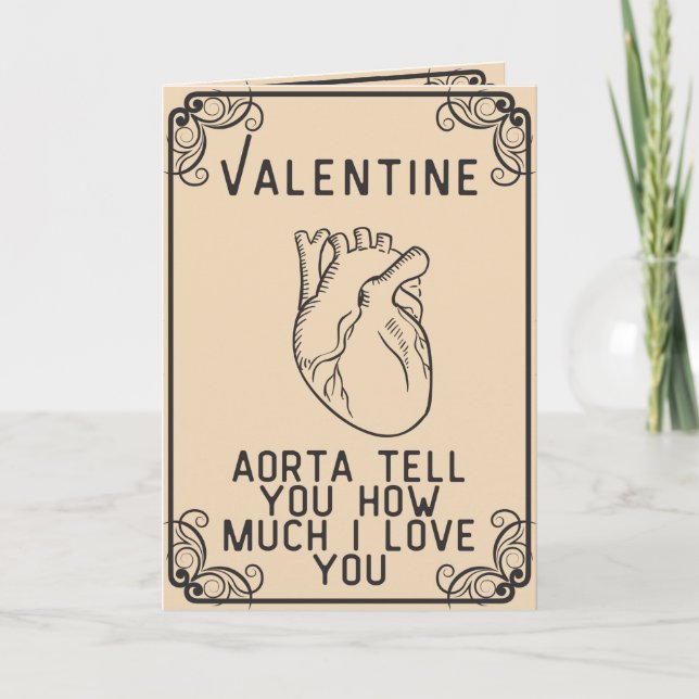 Tarjeta Vintage Style Anatómico Heart Funny Valentine (Anverso)