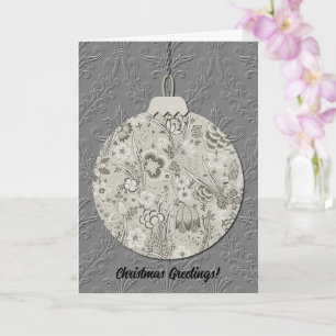 Tarjeta Vintage Style Christmas Ornamet Art Card Gray