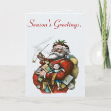 Vintage Style Colored Ink Illustration Of Santa