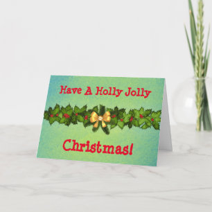 Tarjeta Vintage Style Holly Jolly Navidades Holiday Card