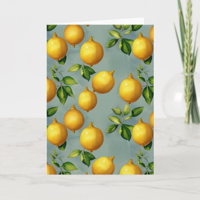 Tarjeta Vintage Style Lemons Pattern Wallpaper Art (Anverso)