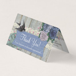 Tarjeta Vintage Swallow Bird Cobalto Shabby Gracias Tarjet