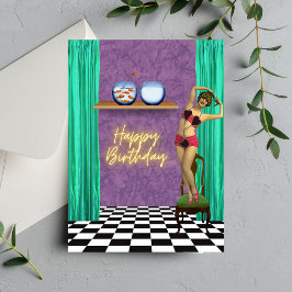 Tarjeta Vintage Swimmer Funky Alterado Art Birday Card