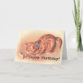 Tarjeta Vintage Tabby Kitty Birthday