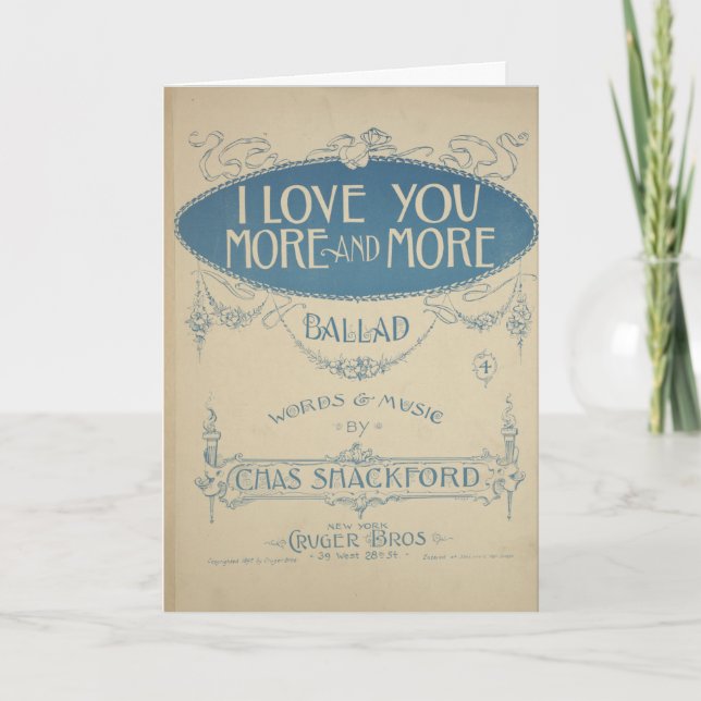 Tarjeta - Vintage "Te amo más y más" (Anverso)