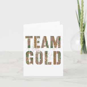 Tarjeta Vintage Team Gold War Game Camo Summer Camp Child
