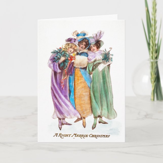 Tarjeta Vintage Three Ladies Navidades (Anverso)