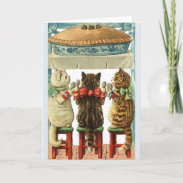 Tarjeta Vintage Three Little Kittens Mouse Pie Note Card