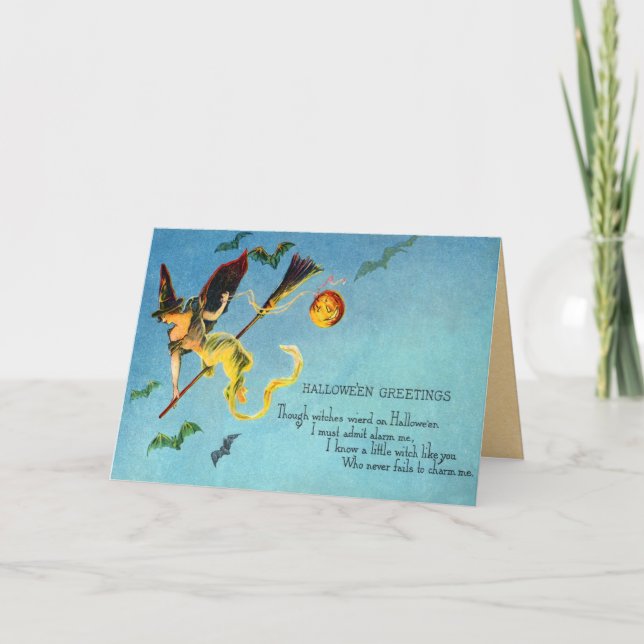 Tarjeta Vintage Tipsy Flying Witch Card (Anverso)