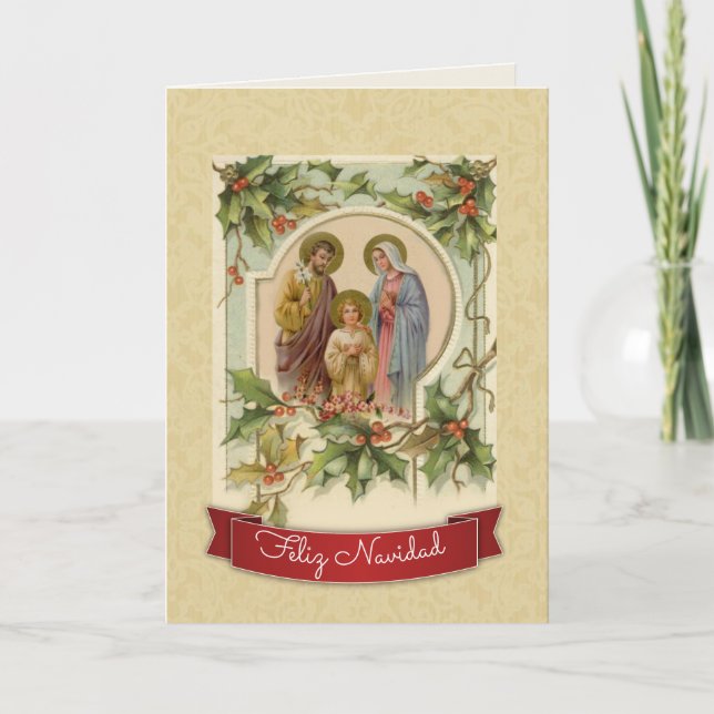 Tarjeta Vintage Traditional Catholic Christmas in Spanish (Anverso)