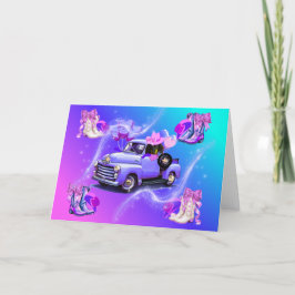 Tarjeta Vintage Truck Cowgirl Boots & Weenie Dog Card