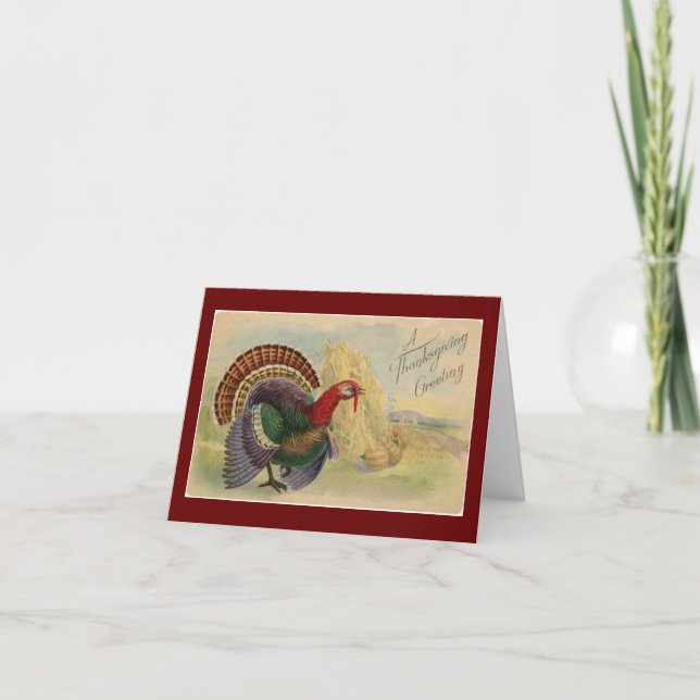 Tarjeta Vintage Turkey Thankending Greeting Card (Anverso)