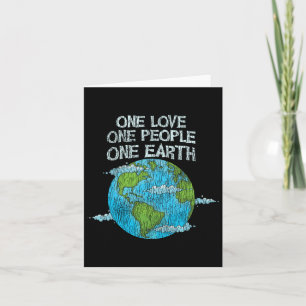 Tarjeta Vintage Un Amor Una Gente Planeta Cambio Climático