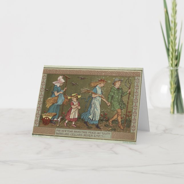 Tarjeta Vintage - Un Año Nuevo Hermoso, (Anverso)