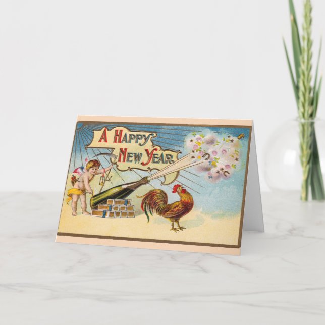 Tarjeta Vintage - Un Feliz Año Nuevo, (Anverso)