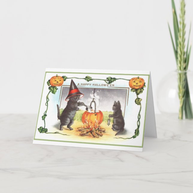 Tarjeta Vintage - un feliz Halloween, (Anverso)