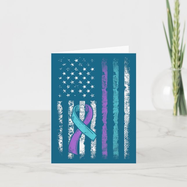 Tarjeta Vintage Usa American Flag Suicide Prevention Aware (Anverso)