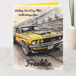 Tarjeta Vintage Vibes Classic Car Birday