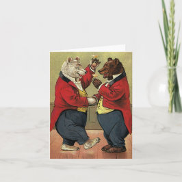 Tarjeta Vintage victoriano feliz, gay, osos bailarines