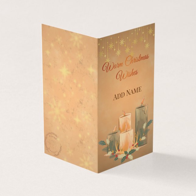 Tarjeta Vintage Warm Christmas Candle Greeting Card (Exterior)