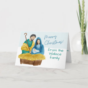 Tarjeta Vintage Watercolor Natividad Navidades Personaliza