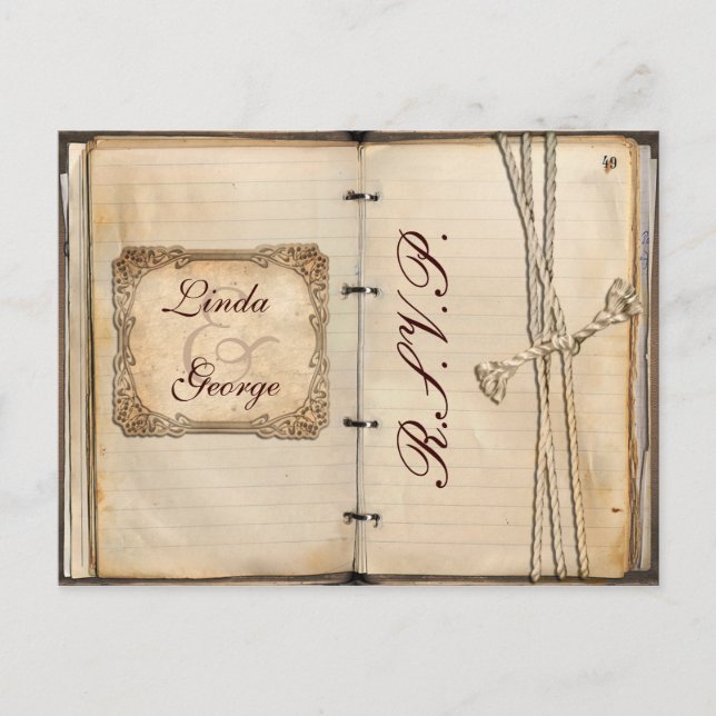 tarjeta vintage Wedding rsvp (Anverso)