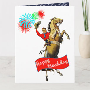 Tarjeta Vintage Western Cowboy cría Caballo Cumpleaños