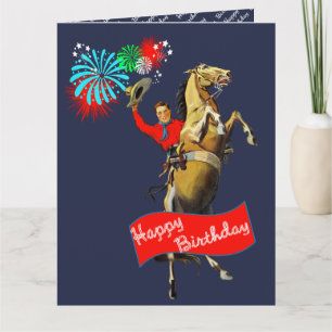 Tarjeta Vintage Western Cowboy cría Caballo Cumpleaños