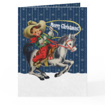 Vintage Western Cowboy Kid Horse Rope Navidades