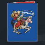 Tarjeta Vintage Western Cowboy Kid Horse y Rope Christma<br><div class="desc">Vintage Western Cowboy Kid Rope Merry Christmas Ver este diseño uno similar en una variedad de artículos para vacaciones y cumpleaños El texto dentro de la tarjeta puede ser cambiado si prefieres algo más. Utilice el botón personalizar y edite.</div>