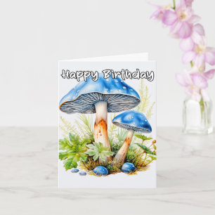 Tarjeta Vintage Wild Mushroom Ilustracion Cumpleaños