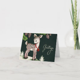 Tarjeta Vintage Winter Deer Navidades