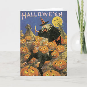 Tarjeta Vintage Witch Halloween Card