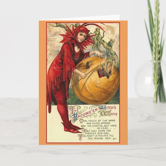 Tarjeta Vintage Witch Halloween Greet (Anverso)