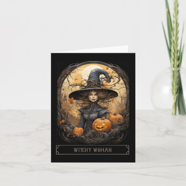 Tarjeta Vintage Witchcraft Wiccan Gothitchy Halloween (Anverso)