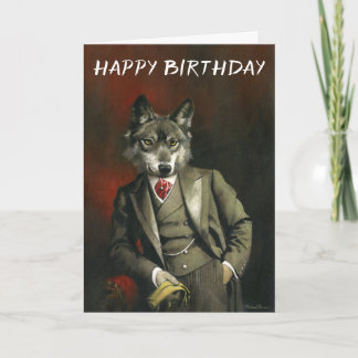 Tarjeta Vintage Wolf In Suit Birday Card