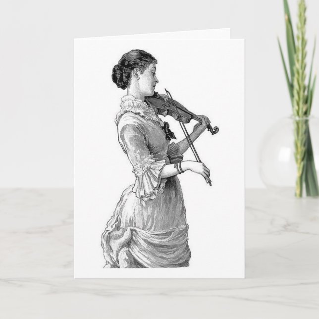 Tarjeta Vintage - Woman Playing the Violin, (Anverso)