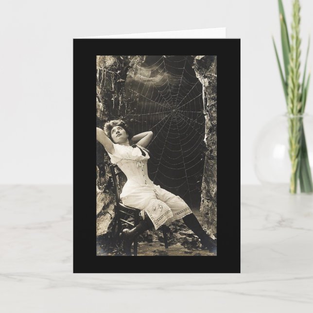 Tarjeta Vintage Woman Spider Web (Anverso)
