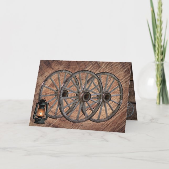 Tarjeta Vintage Wooden Wagon Whecks (Anverso)