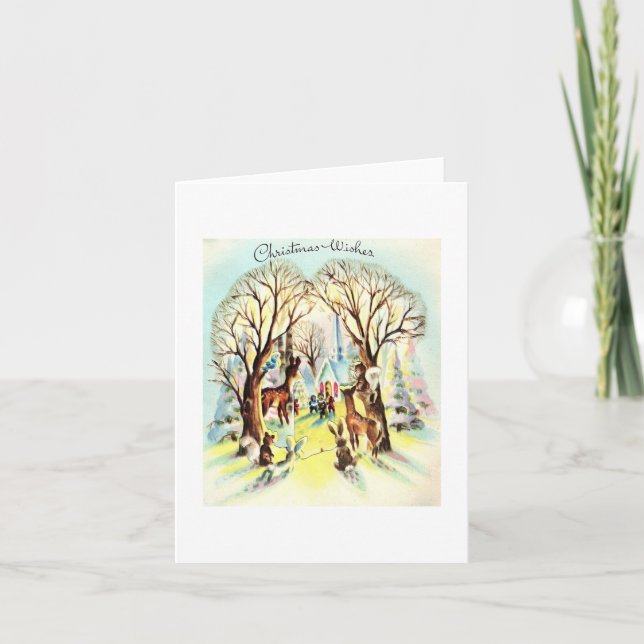 Tarjeta Vintage Woodland Navidad Card (Anverso)