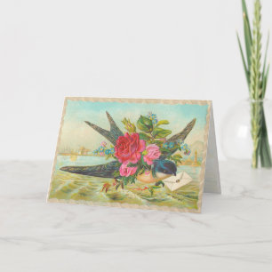 Tarjeta Vintage Wren Birday Card